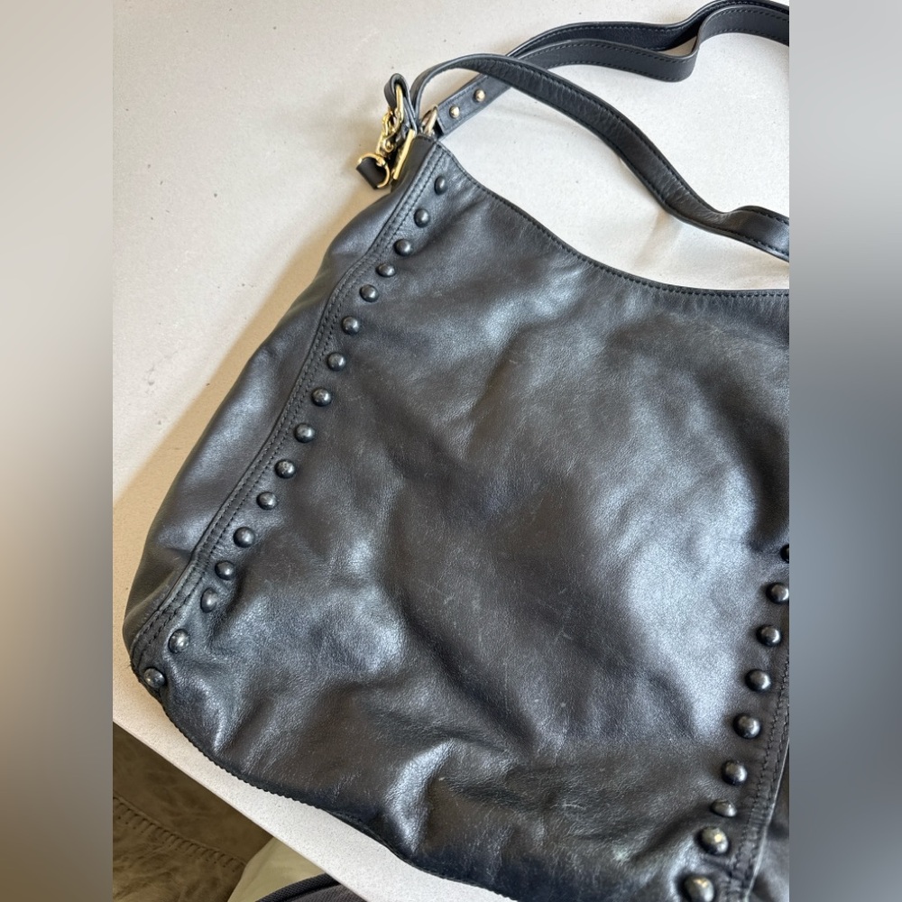 Loeffler Randall Black Leather Studded Shoulder Bag | classic everyday tote work - Picture 5 of 12